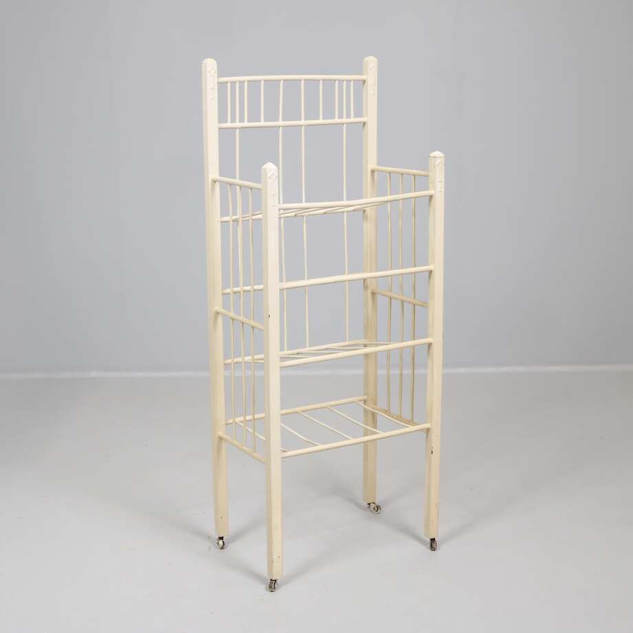 Art Nouveau Painted Music Shelf on Casters – Early 20th Century - Bon Ton goods