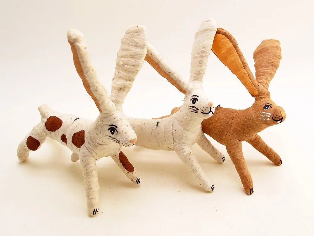 Assorted Leaping Bunny Rabbit | Vintage by Crystal Spun Cotton Ornament - Bon Ton goods