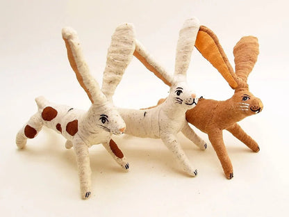 Assorted Leaping Bunny Rabbit | Vintage by Crystal Spun Cotton Ornament - Bon Ton goods