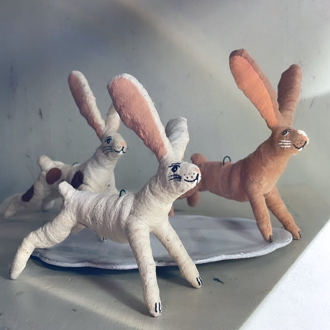 Assorted Leaping Bunny Rabbit | Vintage by Crystal Spun Cotton Ornament - Bon Ton goods