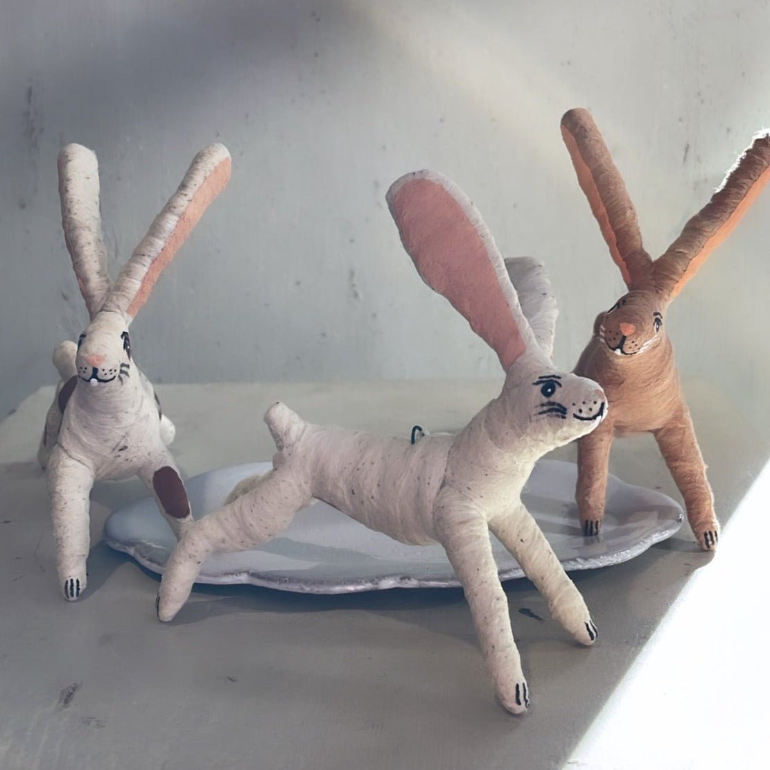 Assorted Leaping Bunny Rabbit | Vintage by Crystal Spun Cotton Ornament - Bon Ton goods