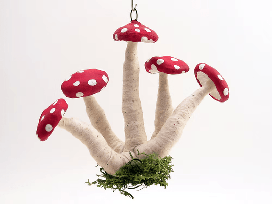 Assorted Mushroom Cluster Ornament| Vintage by Crystal Spun Cotton Ornament | Vintage by Crystal Spun Cotton Ornament - Bon Ton goods
