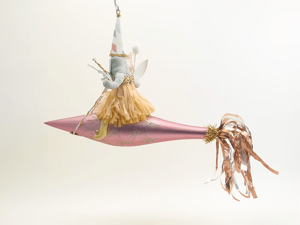 Assorted Rocket Girl Ornament | Vintage by Crystal Spun Cotton Ornament - Bon Ton goods