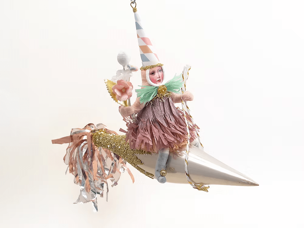 Assorted Rocket Girl Ornament | Vintage by Crystal Spun Cotton Ornament - Bon Ton goods