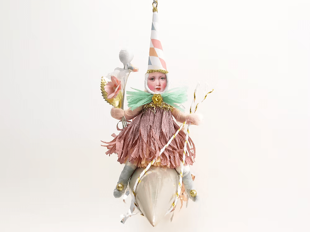 Assorted Rocket Girl Ornament | Vintage by Crystal Spun Cotton Ornament - Bon Ton goods