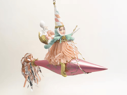 Assorted Rocket Girl Ornament | Vintage by Crystal Spun Cotton Ornament - Bon Ton goods