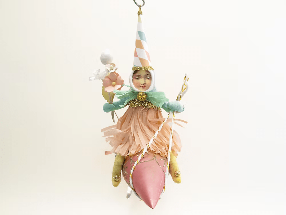 Assorted Rocket Girl Ornament | Vintage by Crystal Spun Cotton Ornament - Bon Ton goods