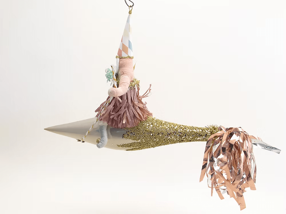 Assorted Rocket Girl Ornament | Vintage by Crystal Spun Cotton Ornament - Bon Ton goods