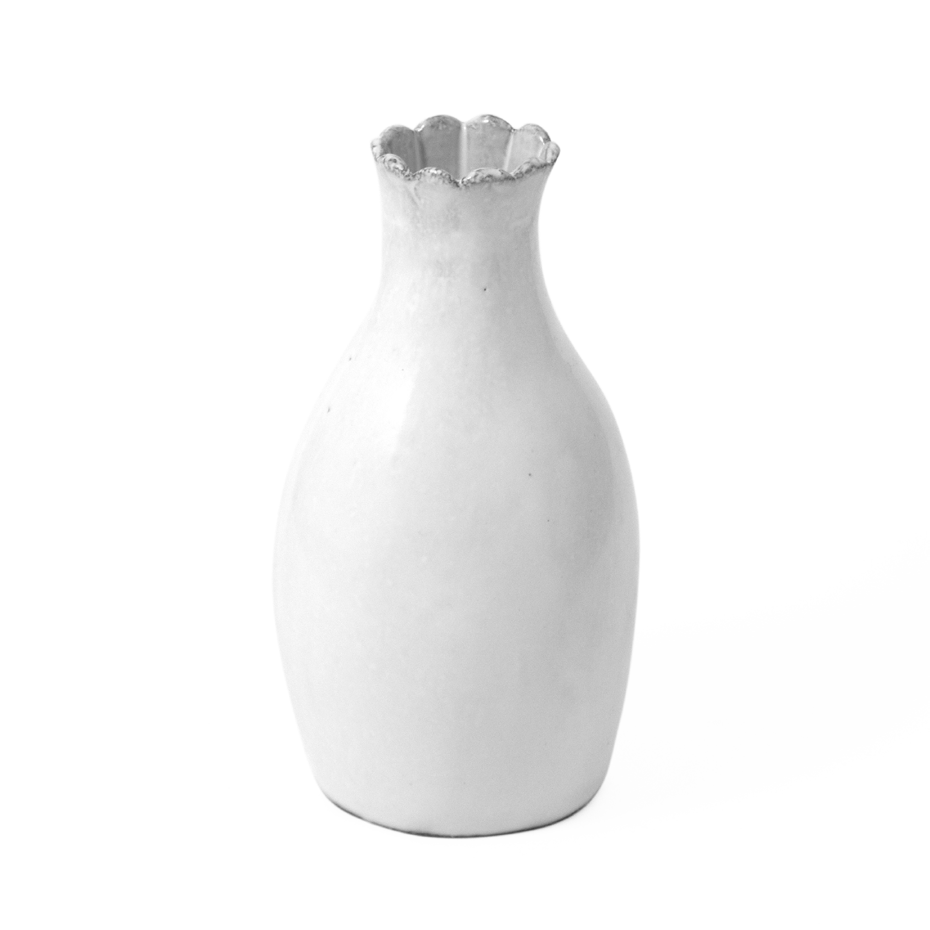 Banshaku Vase by Astier de Villatte, small white glazed vase with scalloped rim