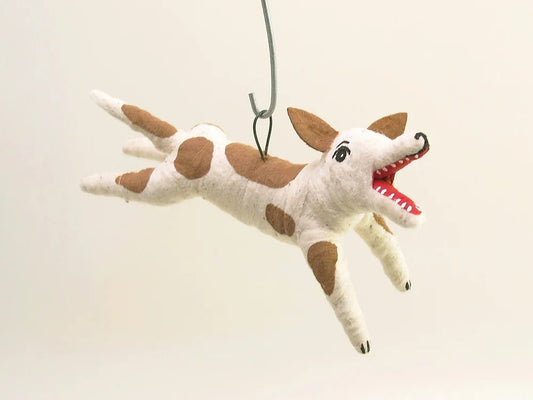 Barking Dog | Christmas Ornament | Vintage by Crystal Spun Cotton Ornament - Bon Ton goods
