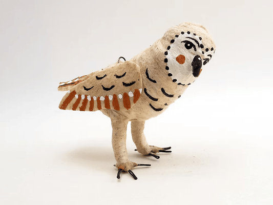 Barn Owl Ornament/Figure | Vintage by Crystal Spun Cotton Ornament - Bon Ton goods