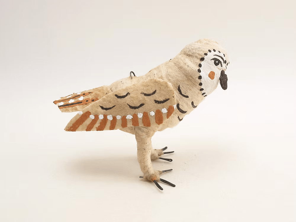 Barn Owl Ornament/Figure | Vintage by Crystal Spun Cotton Ornament - Bon Ton goods