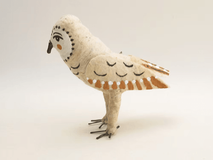 Barn Owl Ornament/Figure | Vintage by Crystal Spun Cotton Ornament - Bon Ton goods