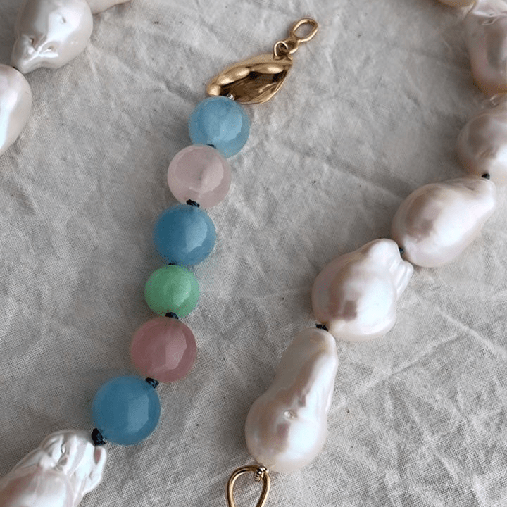 Baroque Pearl and Gemstone Necklace | Mikkel Brøgger - Bon Ton goods