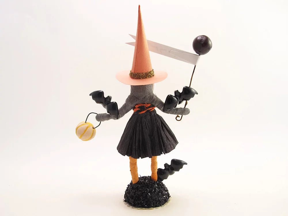 Batty Witch Figure - Vintage Inspired Spun Cotton | Vintage by Crystal Spun Cotton Ornament - Bon Ton goods