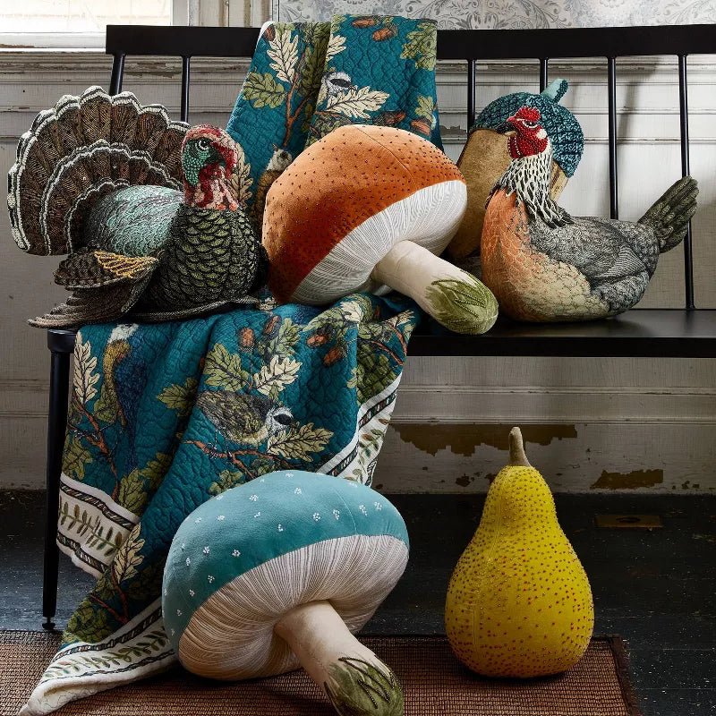 Beaded Acorn Novelty Pillow | John Derian - Bon Ton goods