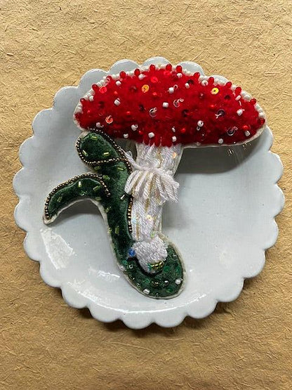 Beaded Amanita Muscaria Mushroom Christmas Ornament - Bon Ton goods