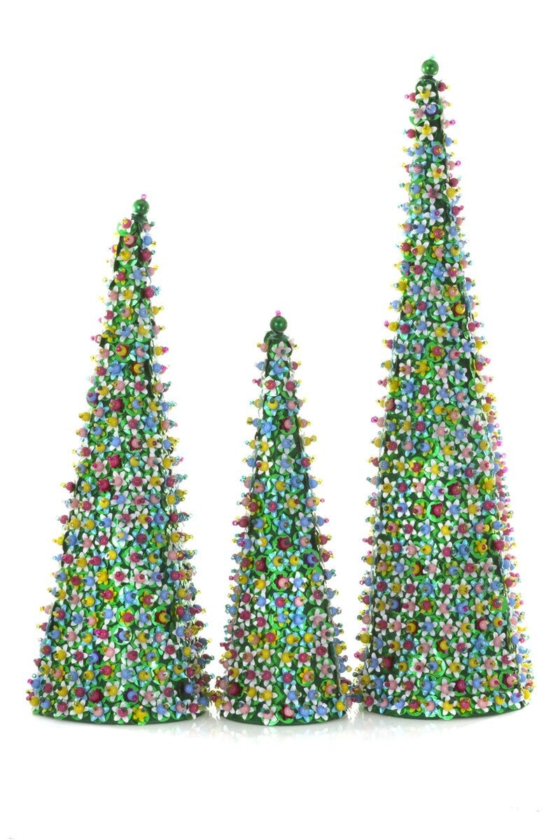 Beaded and Sequined Christmas Trees, Green by Cody Foster