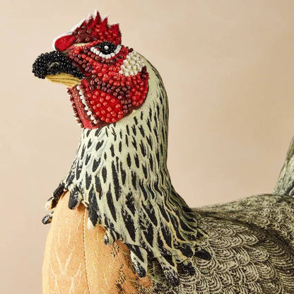 Beaded Chicken Novelty Plush Pillow | John Derian - Bon Ton goods