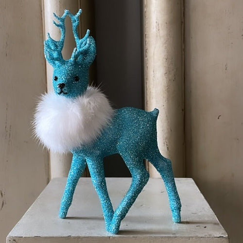 Beaded Deer - Ice Blue Pearl with Fur Collar - Bon Ton goods