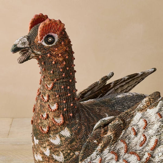 Beaded Grouse Novelty Plush Pillow | John Derian - Bon Ton goods