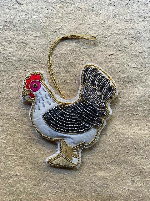 Beaded Hen Ornament - Bon Ton goods