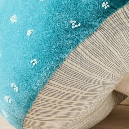 Beaded Mushroom Novelty Pillow Blue | John Derian - Bon Ton goods