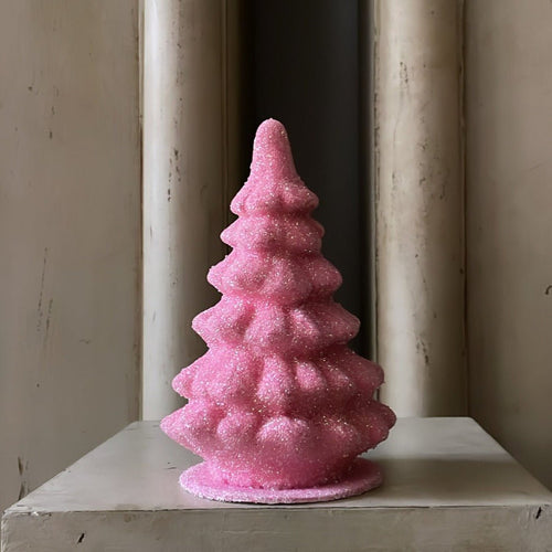 Beaded Papier Mâché Christmas Tree - Pink - Bon Ton goods