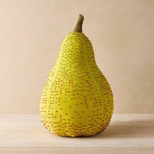 Beaded Pear Novelty Plush Pillow Green | John Derian - Bon Ton goods