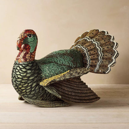 Beaded Turkey Novelty Plush Pillow | John Derian - Bon Ton goods