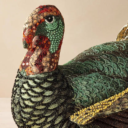Beaded Turkey Novelty Plush Pillow | John Derian - Bon Ton goods