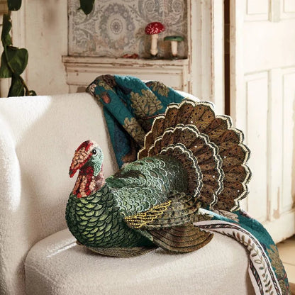 Beaded Turkey Novelty Plush Pillow | John Derian - Bon Ton goods