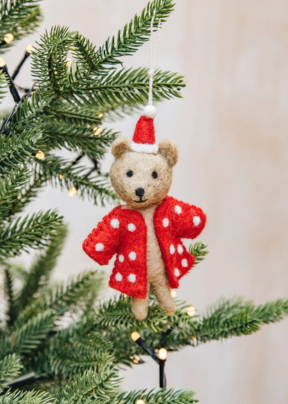 Bear with Dotted Coat Christmas ornament | Christmas Ornament - Bon Ton goods