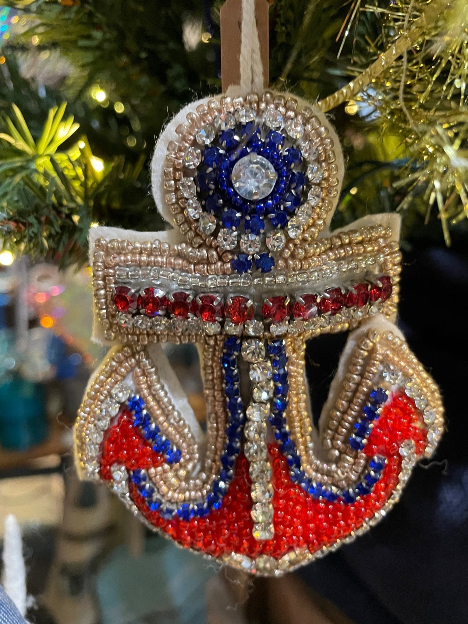 Bejeweled Anchor | Christmas Ornament - Bon Ton goods