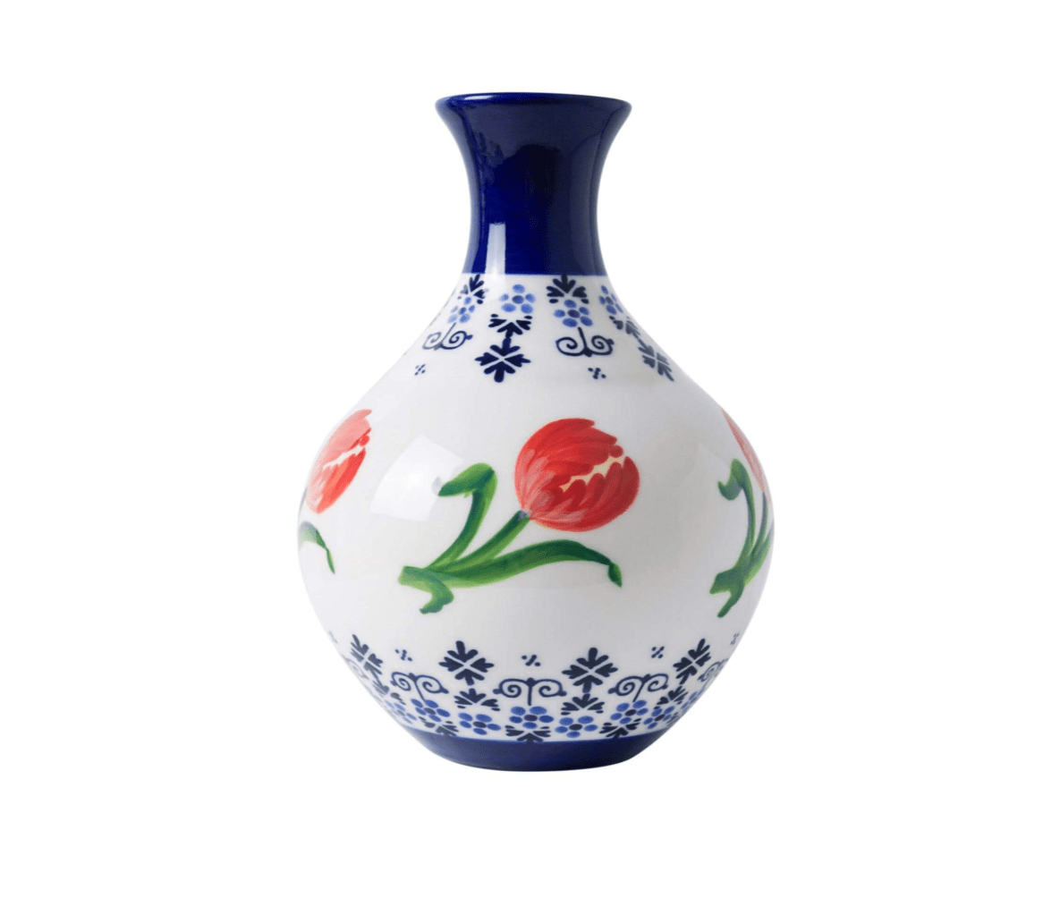 Belly Vase Orange Tulip | Heinen Delfts Blauw - Bon Ton goods