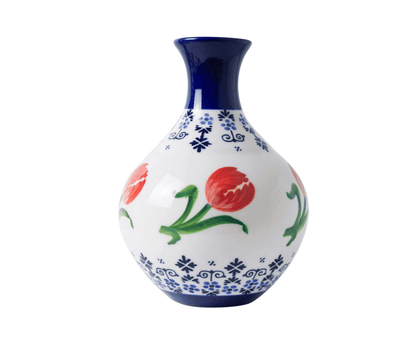 Belly Vase Orange Tulip | Heinen Delfts Blauw - Bon Ton goods