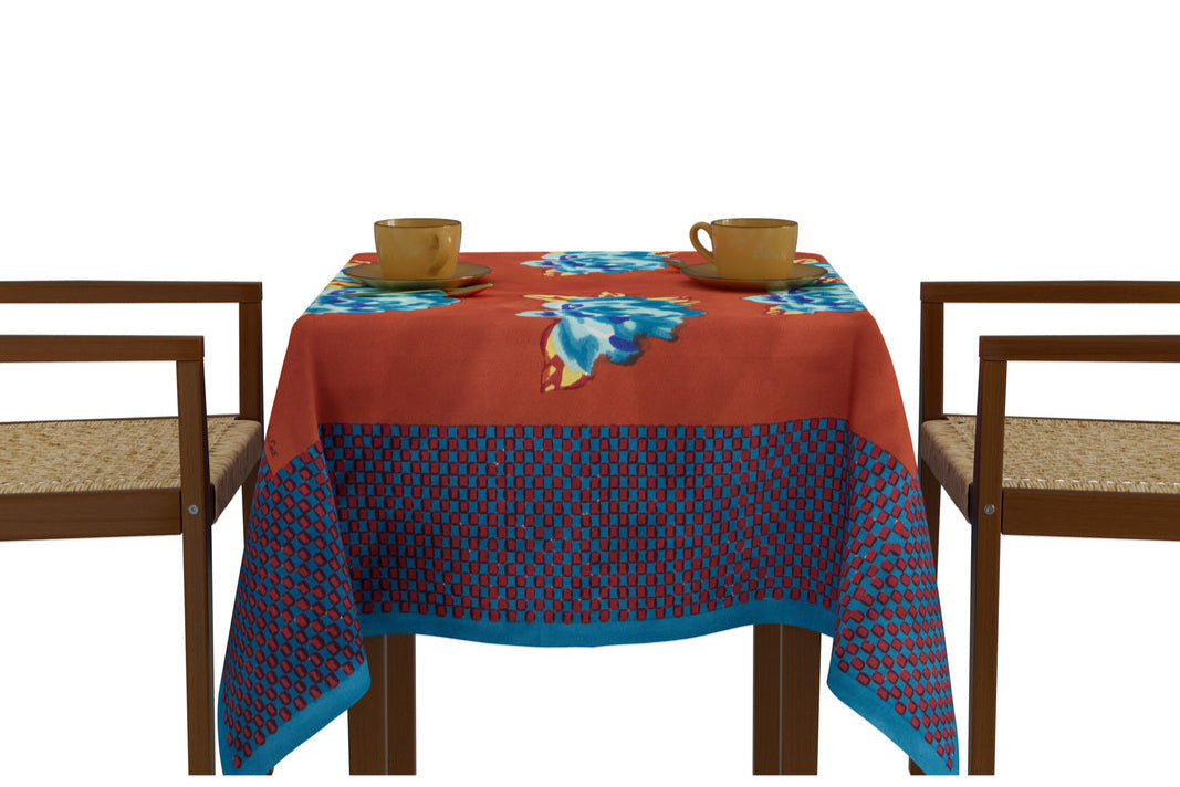 Double Peonia Rust-Old Pink - Tablecloth 110X110 | Lisa Corti