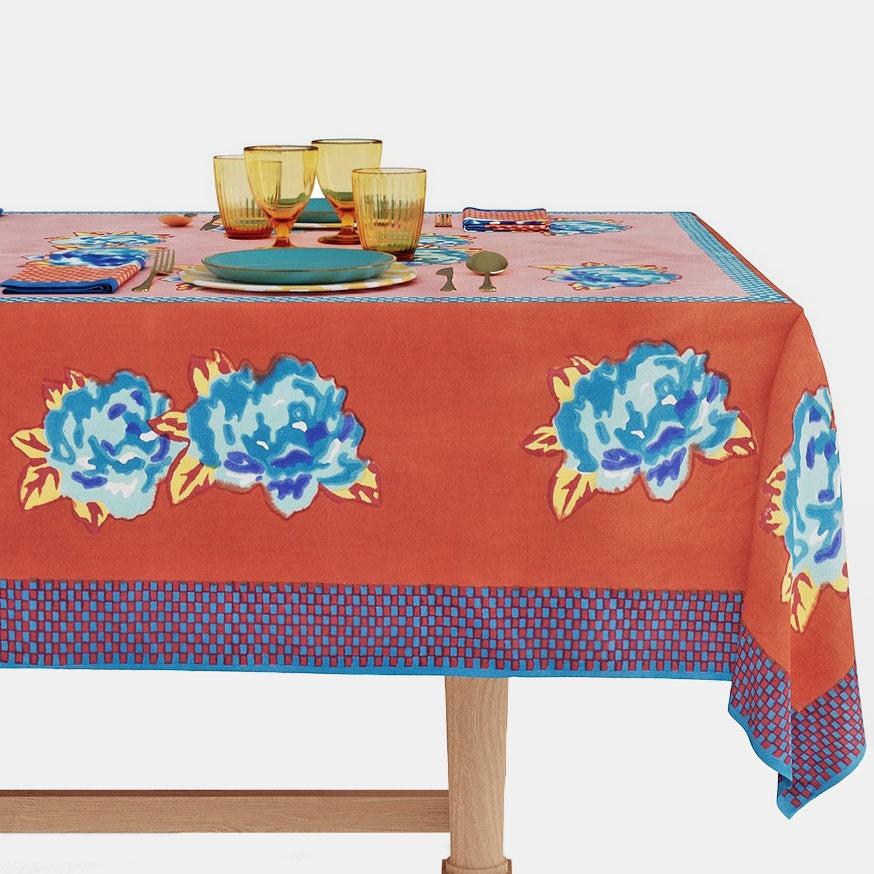 Double Peonia Rust Old Pink Tablecloth - 220X270 | Lisa Corti