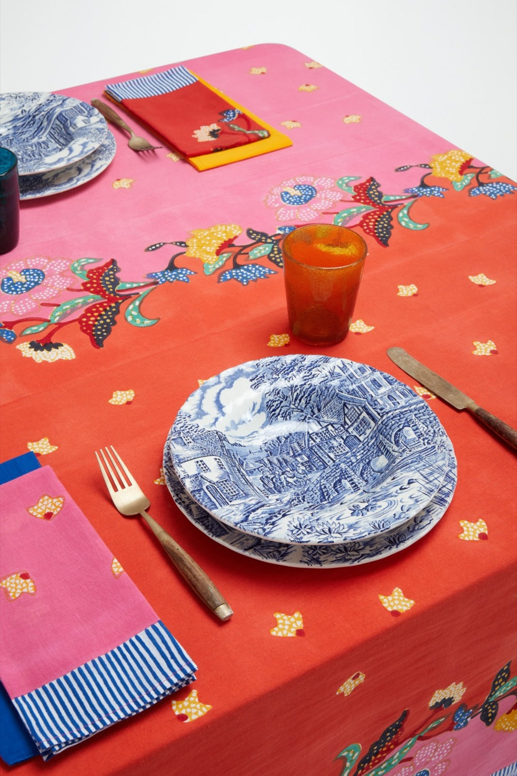 Indonesian Red Rose Tablecloth - 180 x 180 | Lisa Corti