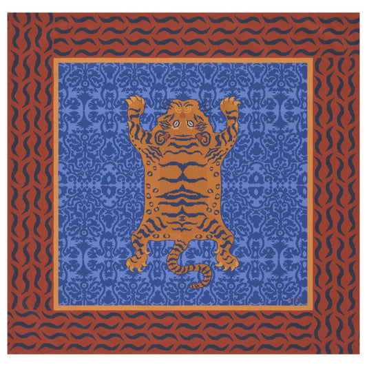 Tibetan Tiger Celeste Blue  - Tablecloth 110X110 | Lisa Corti