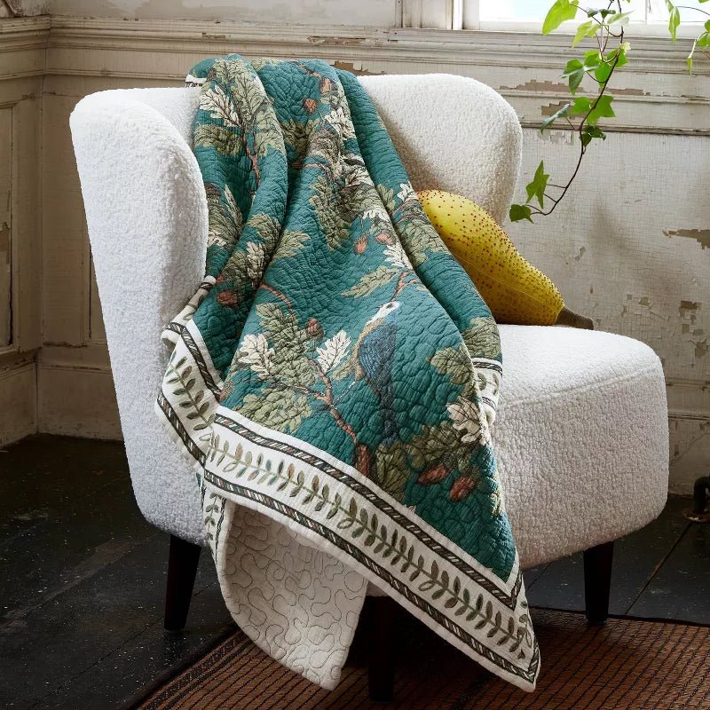 Birds and Acorns Quilted Throw Blanket | John Derian - Bon Ton goods