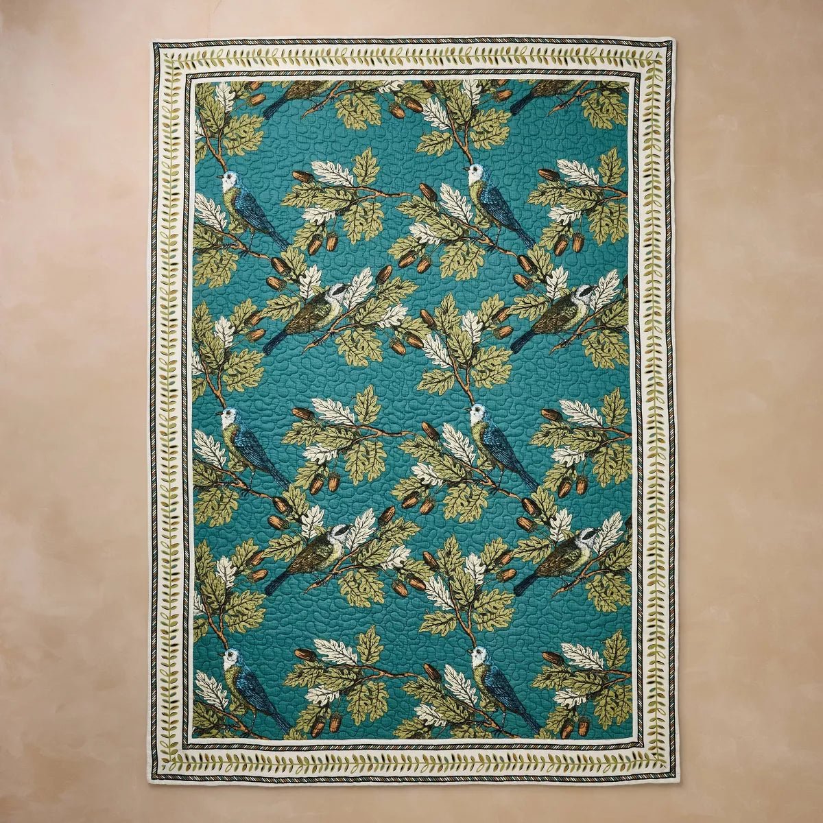 Birds and Acorns Quilted Throw Blanket | John Derian - Bon Ton goods