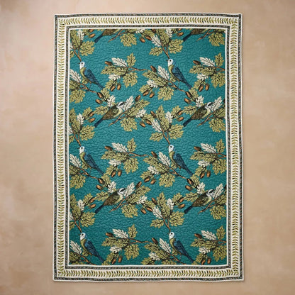 Birds and Acorns Quilted Throw Blanket | John Derian - Bon Ton goods