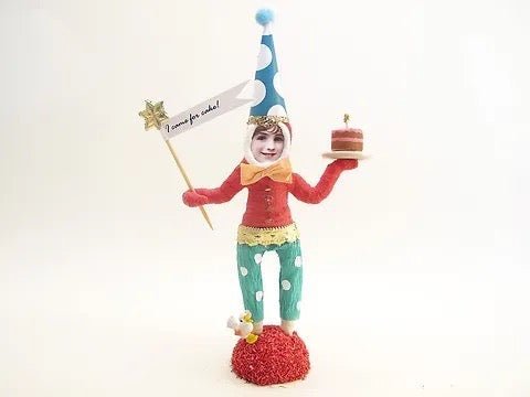 Birthday Boy Figure - Vintage Inspired Spun Cotton | Vintage by Crystal Spun Cotton Ornament - Bon Ton goods