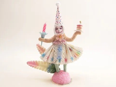 Birthday Girl Figure - Vintage Inspired Spun Cotton | Vintage by Crystal Spun Cotton Ornament - Bon Ton goods