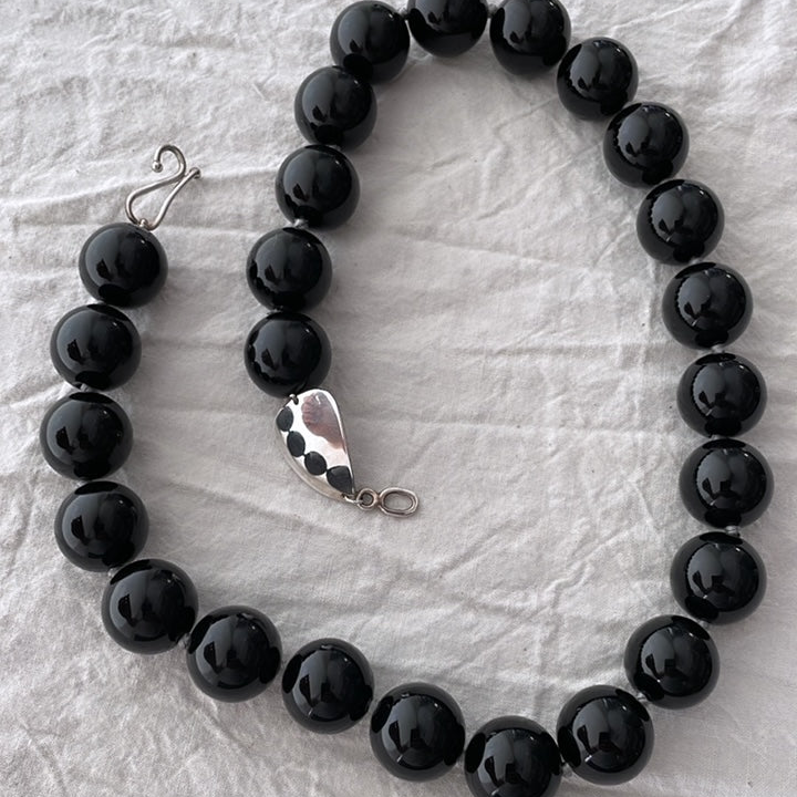 Black Agate & Silver Stone Link Necklace | Mikkel Brøgger