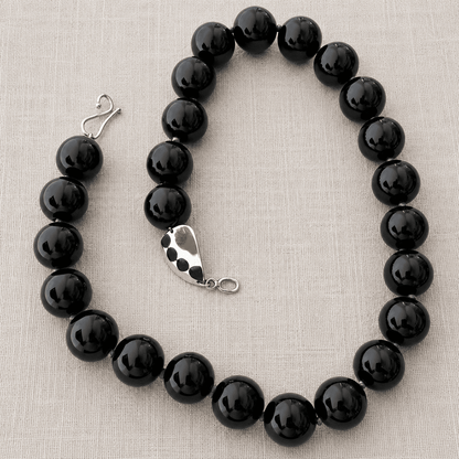 Black Agate & Silver Stone Link Necklace | Mikkel Brøgger - Bon Ton goods