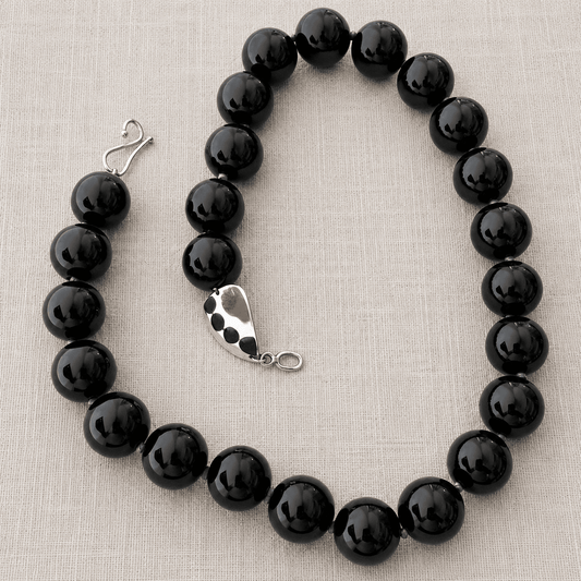 Black Agate & Silver Stone Link Necklace | Mikkel Brøgger - Bon Ton goods