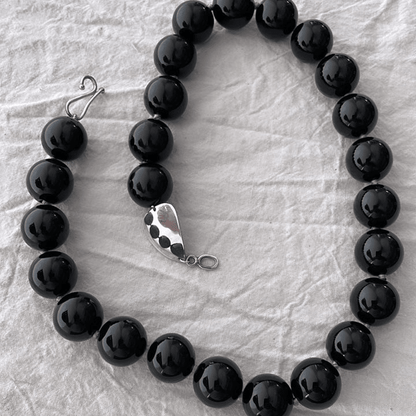 Black Agate & Silver Stone Link Necklace | Mikkel Brøgger - Bon Ton goods