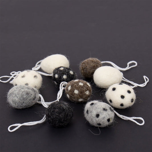 Black and White Felt Eggs | Christmas Ornament - Bon Ton goods